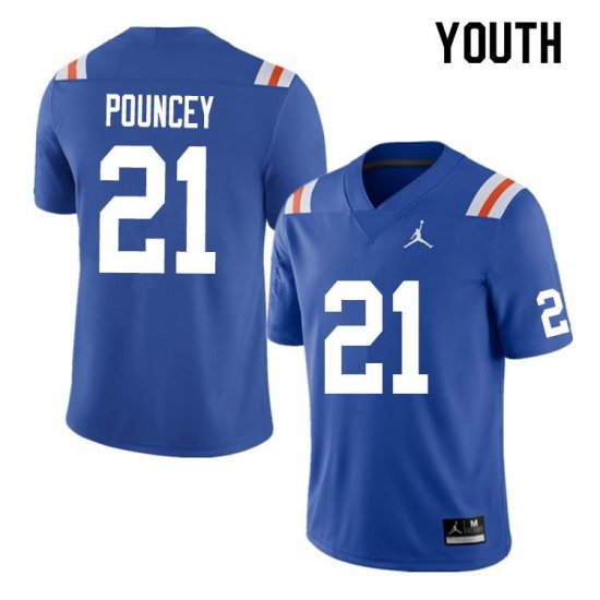 Youth Florida Gators #21 Ethan Pouncey NCAA Nike Blue Throwback Authentic Stitched College Football Jersey MLU4662KQ